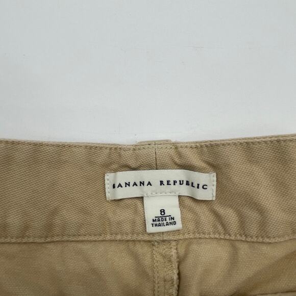 BANANA REPUBLIC Cotton Pants Women's Sz 8 Mid Rise Moto Tan Casual Mini Boot - Picture 3 of 8